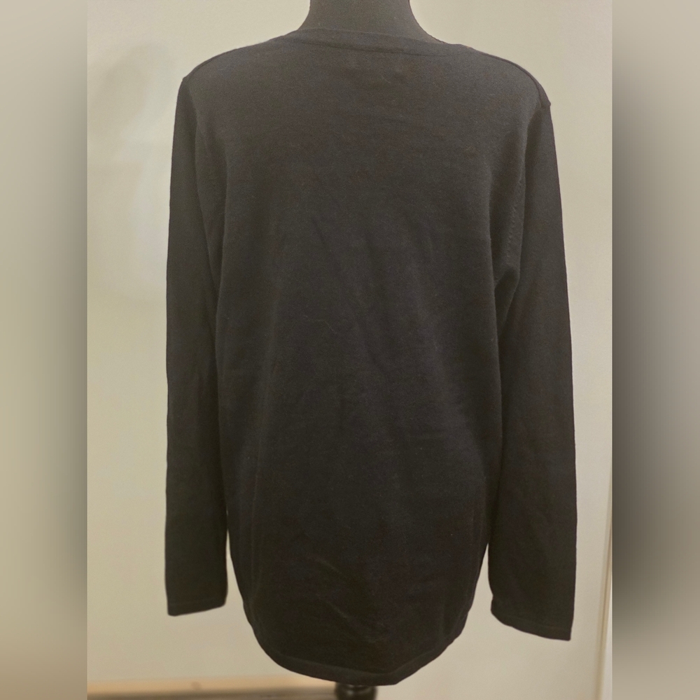 Quacker Factory Black Sweater with Gold and Silver Sequin Design - Picture 2 of 5